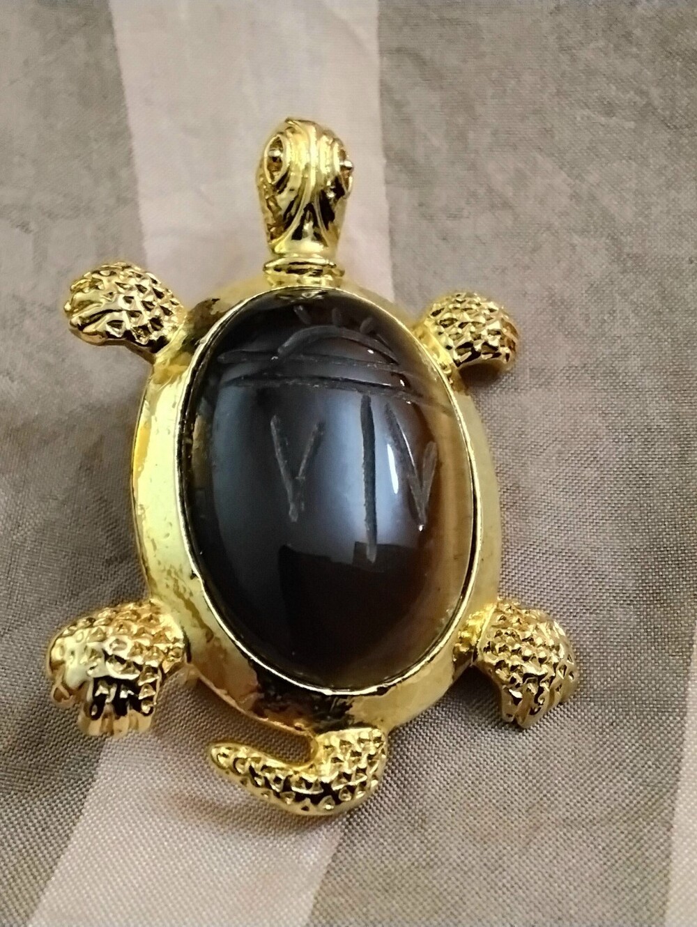 Vintage Scarab Turtle Brooch/ Pendant Gold Tone